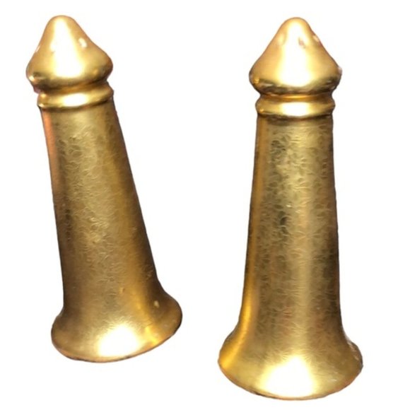 Vtg Set of Pickard Gold Rose & Daisy Salt & Pepper Shakers Circa 1930-1938 5" - Picture 2 of 5